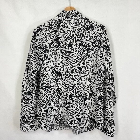 Charter Club 100% Linen Abstract Print Roll Tab Long Sleeve Button Up Shirt 14 - Picture 5 of 7